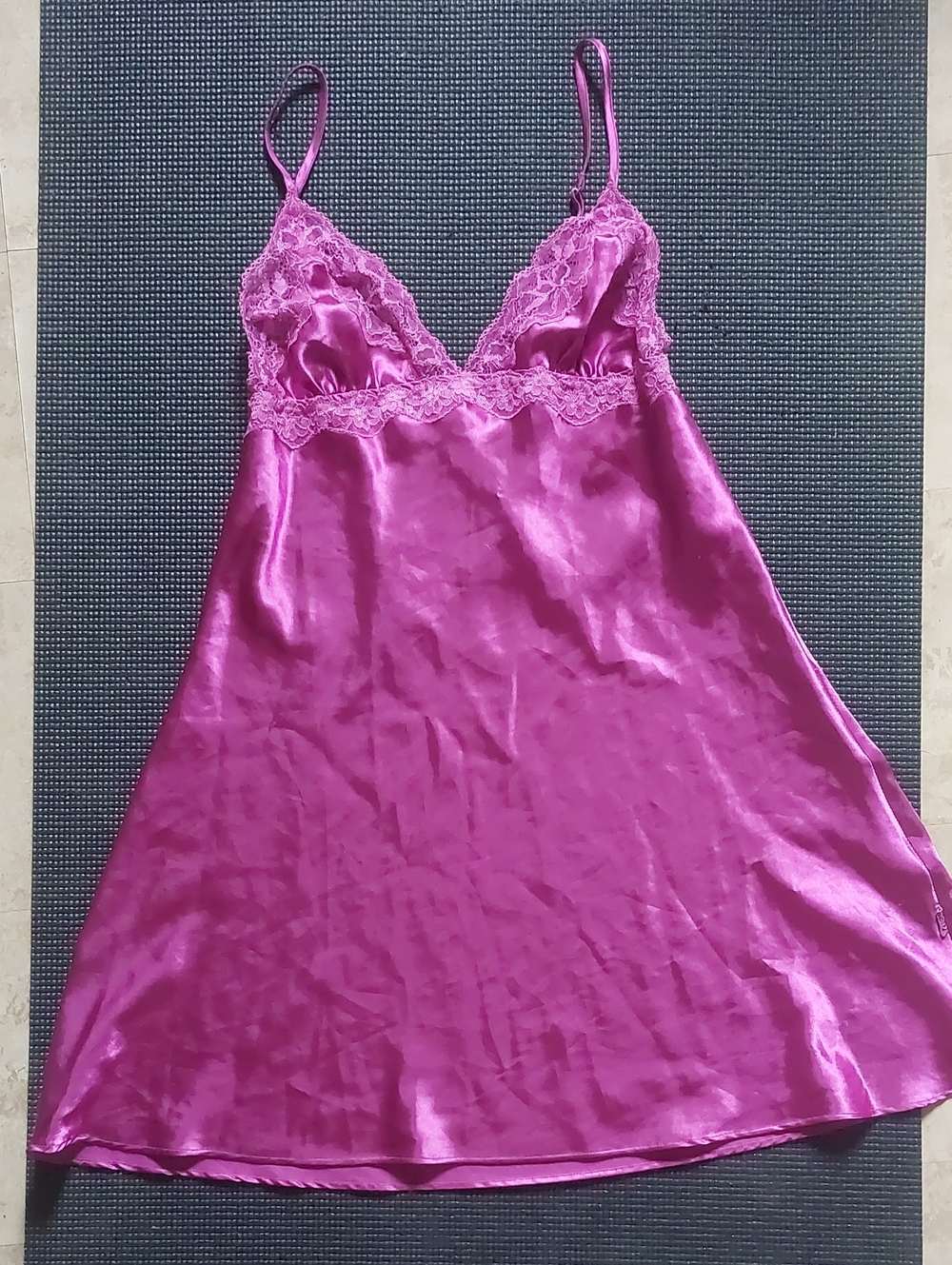 La SENZA Satin Lace Trim Chemise in Hot Pink